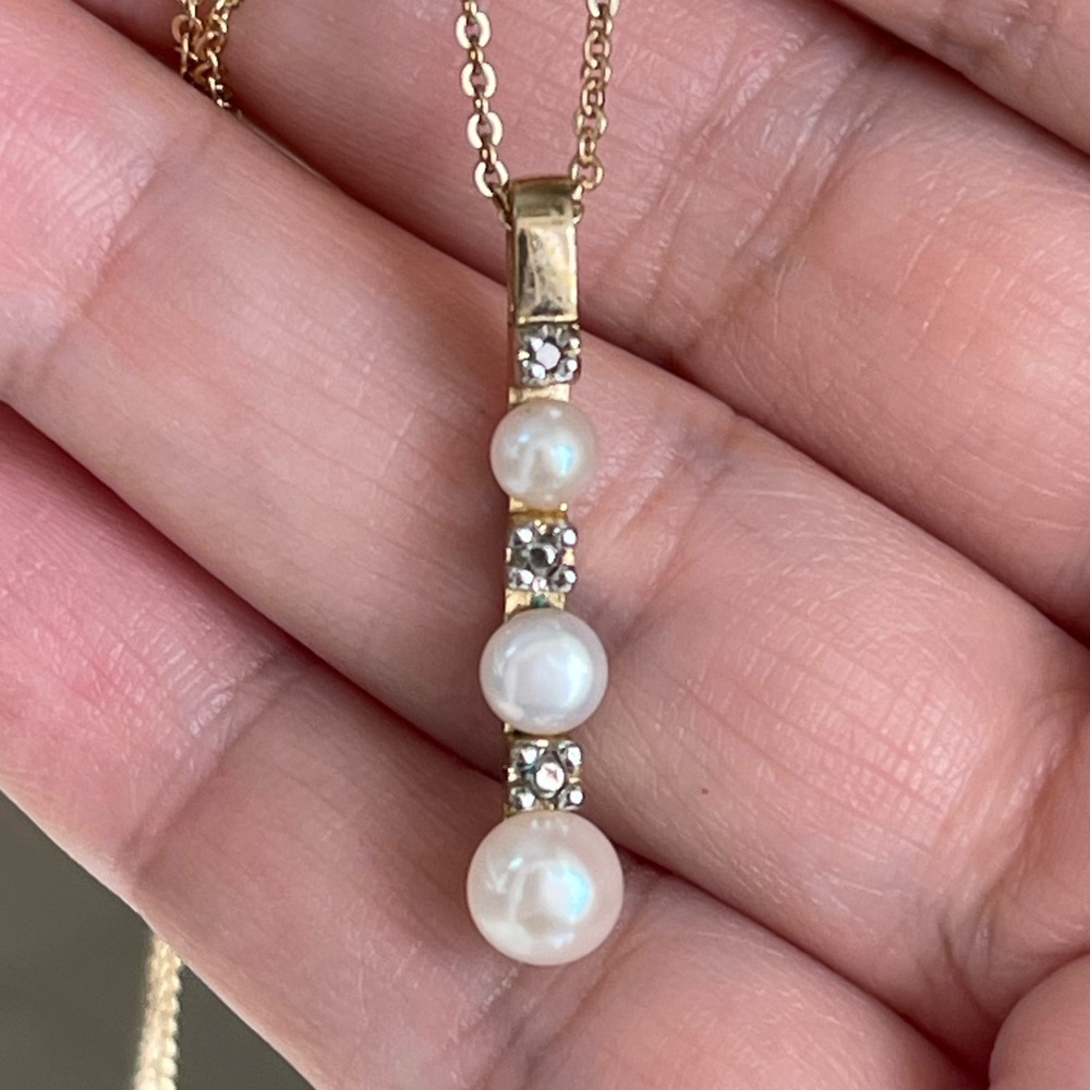 Genuine freshwater cultured pearl & diamond gold plated solid 925 silver pendant - Picture 10 of 11